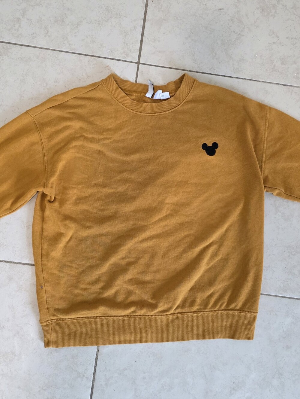 "Divided" Disney Mickey Mouse Crew Neck Yellow Size Medium
